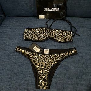 Zadig & Voltaire Olive/ Gold Leopard Print 2 piece bikini. Brand New with tags.